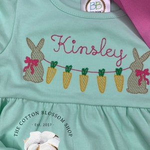Girls Mint Monogrammed Easter Dress, Easter outfit girls, Easter dress, Easter bunny dress image 2