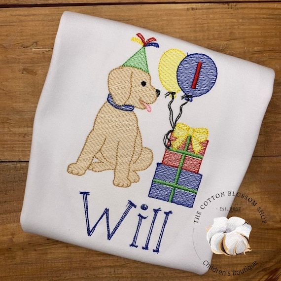 Boys Puppy Dog 1st Birthday Shirt