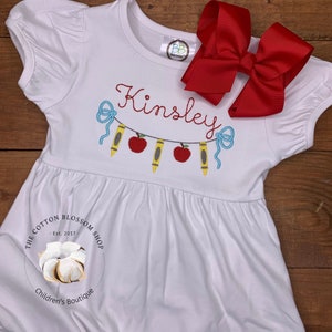 Girls back to school monogrammed dress, kindergarten dress, first day of school dress, back to school dress, girls dress