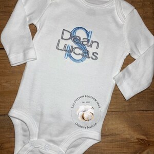 Baby boys coming home outfit- boys monogrammed baby shower gift boys personalized name gown- monogrammed baby, newborn monogrammed