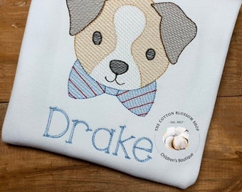 Boys Dog Applique Shirt: Personalized Name, Summer Outfit