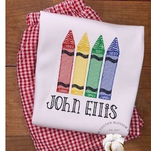 Boys first day of school shirt, boys back to school shirt, boys crayons shirt, boys kindergarten shirt, monogrammed shirt, crayons shirt