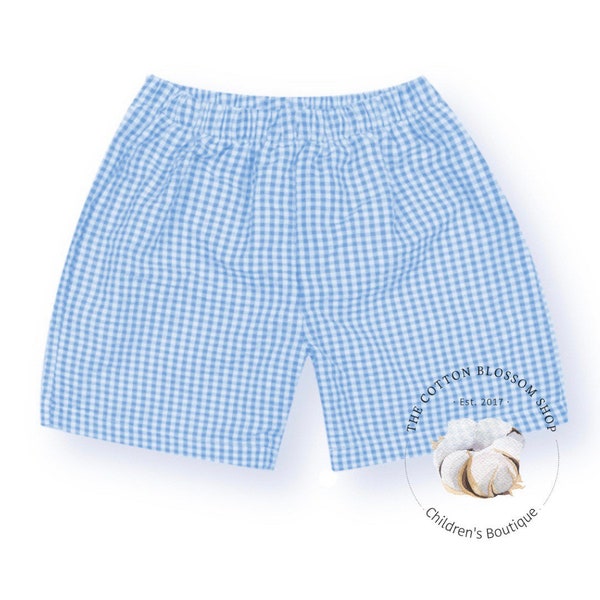 Boys Blue Gingham Shorts - Add on for Shirts for Outfits