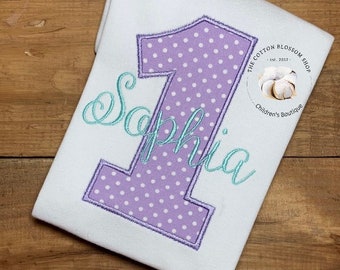 Girls purple polka dot birthday shirt, purple birthday outfit, girls birthday shirt, purple birthday shirt, applique shirt