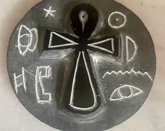 Ankh and hieroglyphs incense holder
