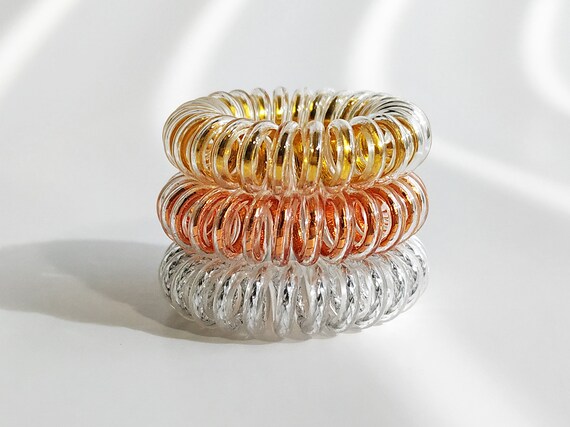 Spiral Hair Ties Telephone Cord Hair Ties Gold Silver Rose Etsy