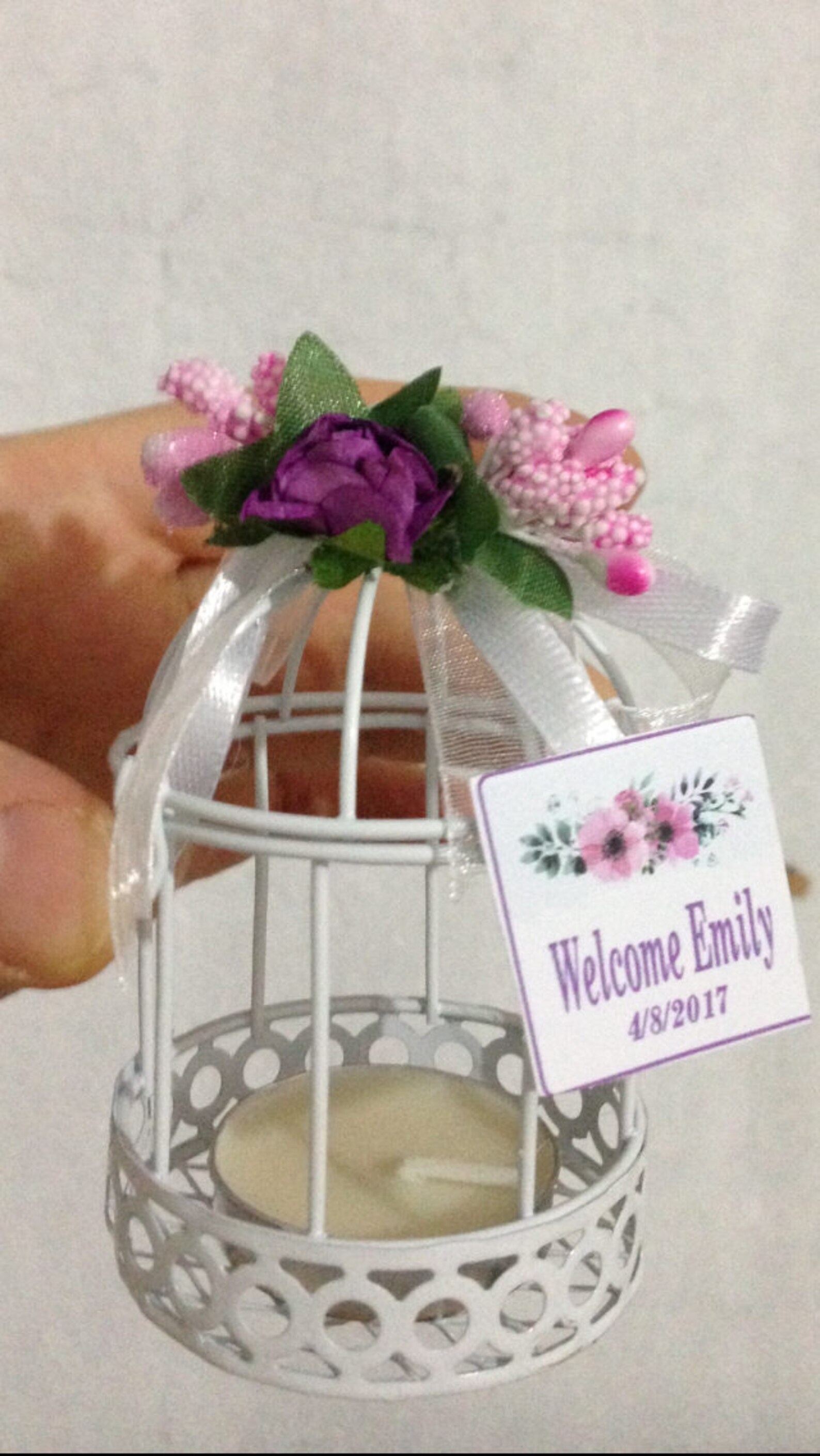 Candle Holder Wedding Favor Box White Birdcage Birdcage Baby Etsy