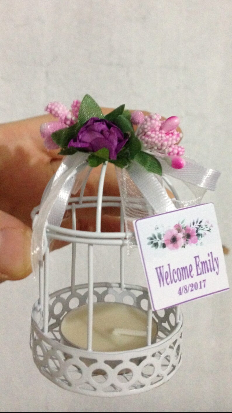 Candle Holder Wedding Favor Box White Birdcage Birdcage Baby Etsy