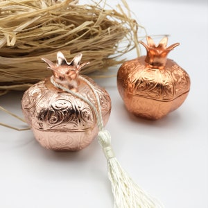 Wedding favor for guests, Engagement party favors, Unique wedding favors, Rose gold pomegranate box, Wedding favors rustic, Tableware decors
