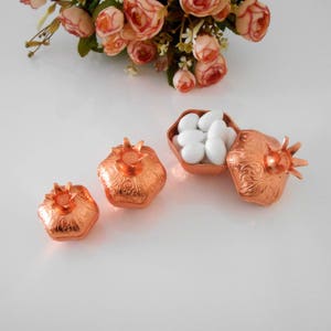 Gold Pomegranate Wedding Favor Box: Metallic Alloy Centerpiece image 3