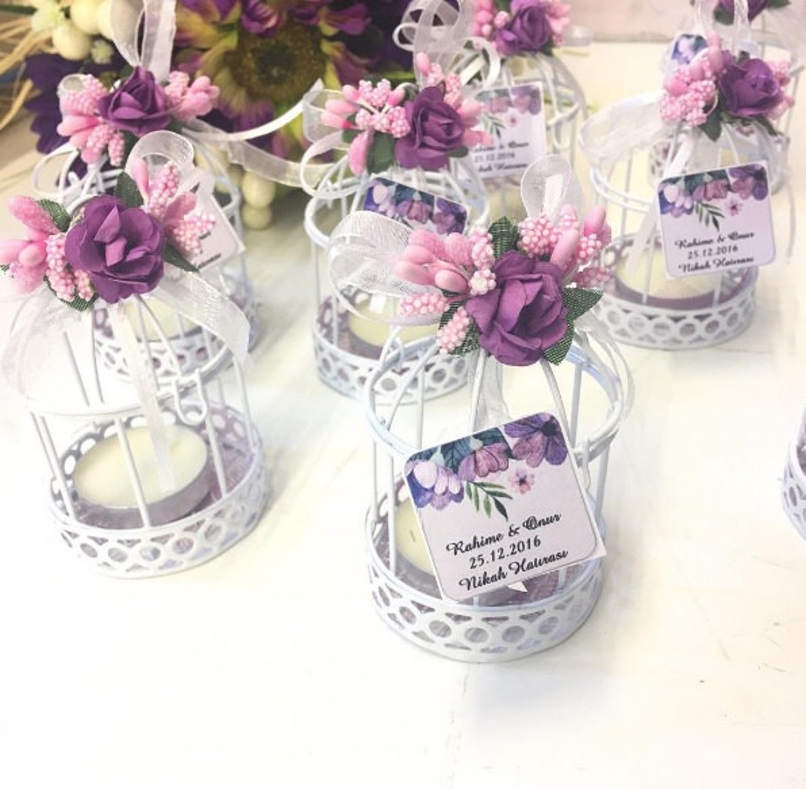 Candle Holder Wedding Favor Box White Birdcage Birdcage Baby Etsy