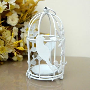 Candle holder Birdcage wedding favor box Wedding favor idea White bird cage Birdcage wedding decoration Wire wedding favor box