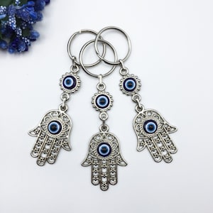 Hamsa Evil Eye Schlüsselbund, Geschenk, Lucky Evil Eye Schlüsselbund, Griechische Nazar Perle, Taschenanhänger Schlüsselanhänger, Schutz Yoga Zubehör, Türkisch Evil Eye
