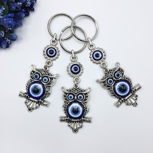Uil Nazar Boncuk-beschermingssleutelhanger, yogatasbedel, Turks huwelijksgunstcadeau