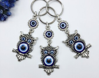 Evil eye key chain, Owl nazar boncuk, protection keychain, yoga keychain, evil eye, evil eye keychain, evil eye key ring, evil eye bag charm