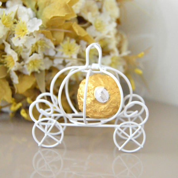 Cinderella pumpkin carriage Wedding favor box idea Pumpkin wedding decorations Wedding candle holder Princess carriage Baby shower favor box