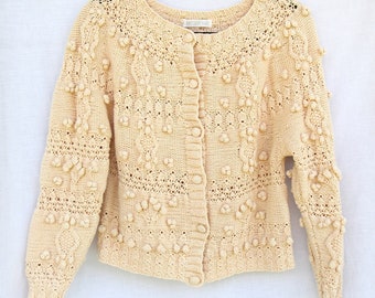 Incredible Vintage Chunky Hand-knit Cardigan Sweater