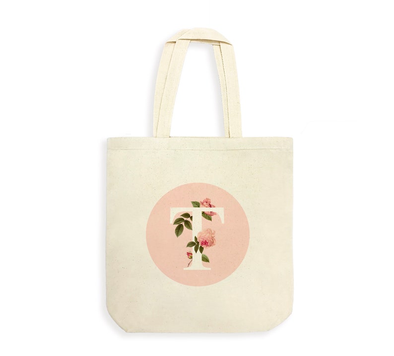 Monogram floral tote bag,Personalized Floral Tote Bag,Monogram Bridesmaid Gift,Sage Green Monogrammed Bridesmaid Gift,Bride Tribe Tote