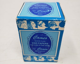 Envoltórios de pontas de cachos rápidos vintage Cameo para permanente caseiro, adereços de filmes retrô dos anos 70, 1000 peças, caixa azul.