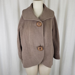 Vintage Pattullo Jo Copeland Moress Rochester MCM 1950s Short Swing A-Line Coat Jacket Womens M L Jackie O Mrs. Maisel Style Beige