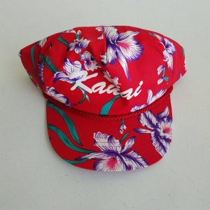 Vintage Kauai Hawaiian Hibiscus Flowers Baseball Hat Cap Mens OS Snapback Nissin All Over Floral Print Embroidered Adjustable