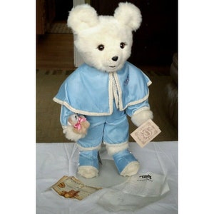 Vintage Tilly Collectibles Jamie #218 White Boy Teddy Bear Stuffed Animal Doll 25" Plush Victorian Dressed Numbered Collectible