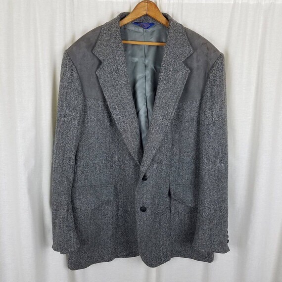 Vintage Pendleton Gray Wool Suede Patch Elbows Sh… - image 2