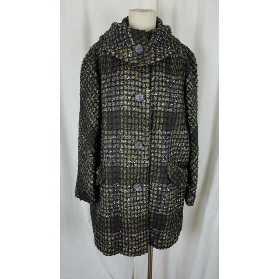 Vintage 50s Union Made Plaid Jackie O Mod MCM Wov… - image 1