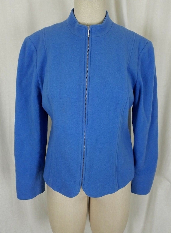 Mainbocher Wool Cashmere Blue Fleece Blazer Jacket