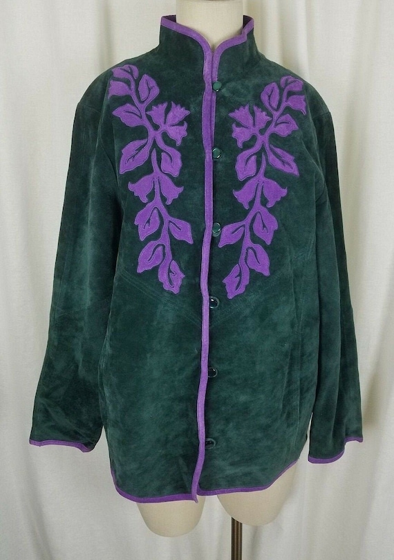 Vintage Linea Louis Dell'olio Green Suede Leather Purple
