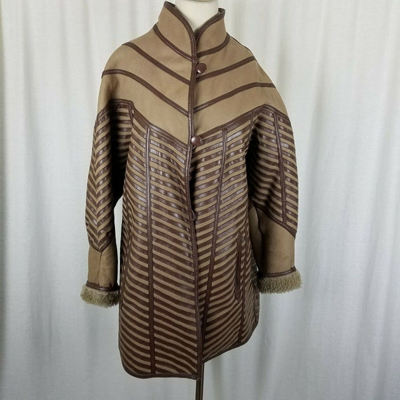 Vintage Faux Leather Shearling Sherpa Berber Deep