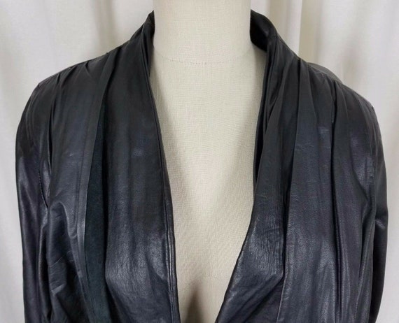 Vintage The Violetta Black Leather Pleated Ruched… - image 2