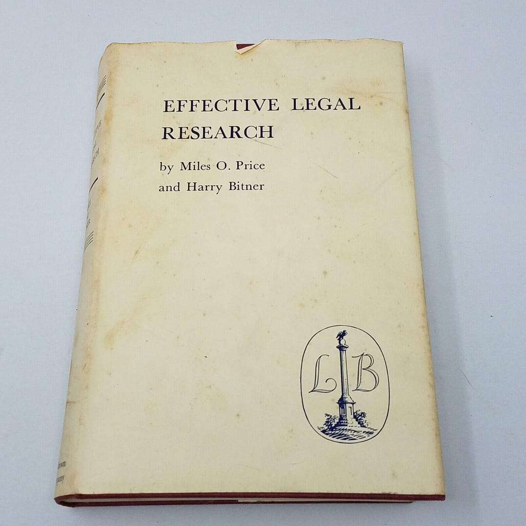 Vintage Effective Legal Research Law Book Little Brown Price Bitner 1st ...
