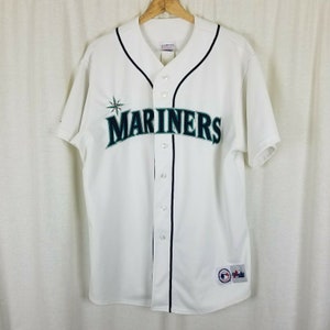 Majestic Diamond MLB Seattle Mariners Jersey Navy Blue Youth L USA blank