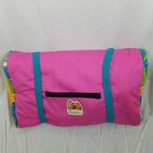 Vintage Surfing Toddler Kids Nap Wrap Mat w/ Pillow & Fleece Blanket Roll Up Bed Surf Boards Hot Pink Bright Loud Daycare Summer Camp