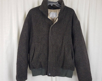 Vintage Town and Country Gordon and Ferguson Mottled Tweed Wool Bomber Jacket Mens Large
