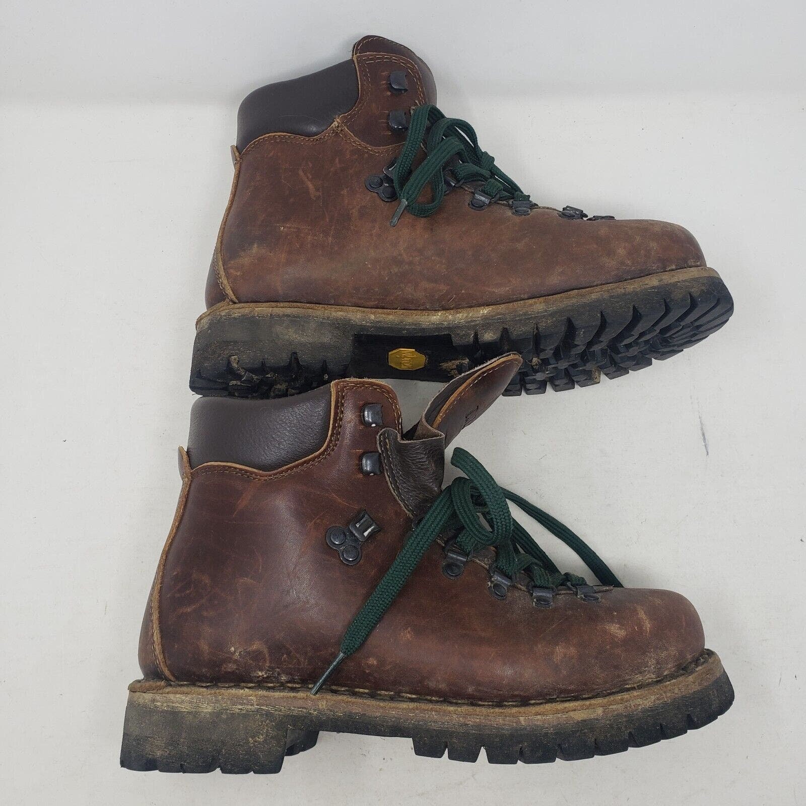 Vintage Scarpa LL Bean Brown Leather Norwegian Welt Hiking Boots Mens 8 Vibram Lace up Weighted Combat Vibram Soles Etsy Canada