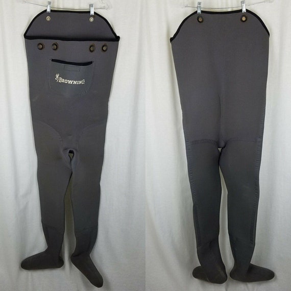 Vintage Browning Neoprene Soft Foot Fishing Chest Waders Mens Size Large  River Lake Water Korea One Piece Footie 