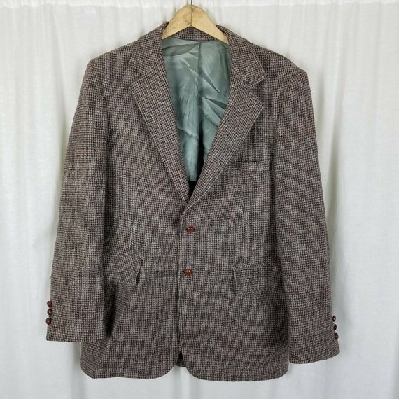 Vintage HARRIS Tweed Bartleigh Blazer Brown Check Woo… - Gem