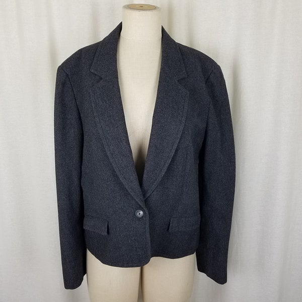 Vintage Pendleton 100% Pure Wool Charcoal Heather Gray Blazer Tuxedo Jacket Womens size medium Made in the USA Yellow Label