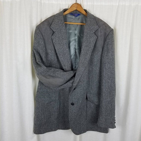 Vintage Pendleton Gray Wool Suede Patch Elbows Sh… - image 1