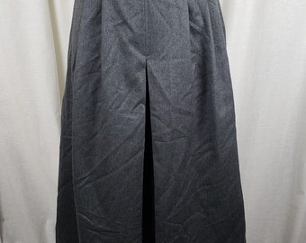 Vintage Laura Ashley 100% Pure New Wool Pleated Aline Twirl Skirt Womens 8 Charcoal Grey Gray Midi Long