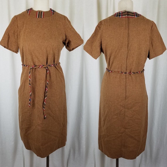 Margaret Smith Vintage 1950s Woven Plaid Brown Wo… - image 1