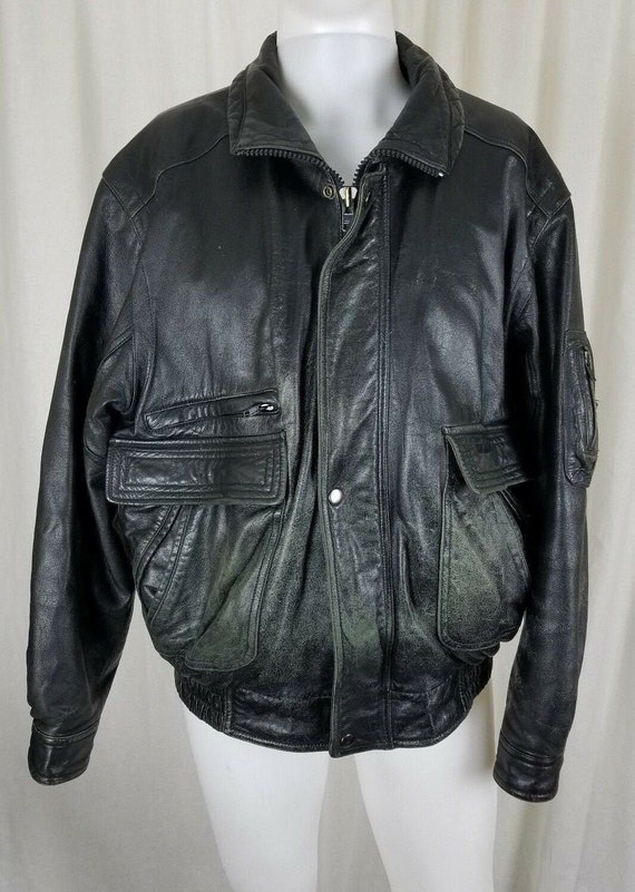 Vintage 90s Wilsons Leather Distressed Black Bombe