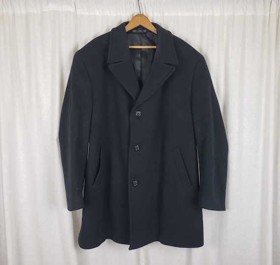 Vintage Jones New York Peacoat Winter Wool Overcoat Top Coat Mens Size 44 Black Business Career Professional Etsy Canada