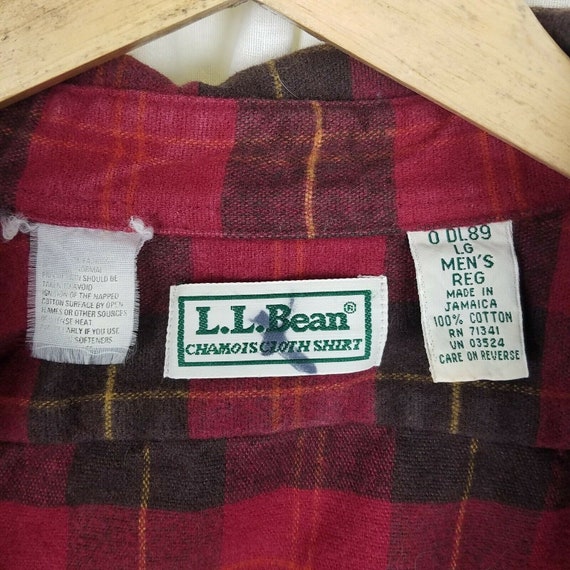 Vintage LL Bean Plaid Chamois Cloth Shirt Long Sleeve Button Down up Mens  Size Large Red Black 