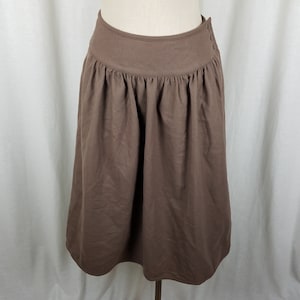 Vintage Mondi Brushed Winter Wool Pleated Midi Long Skirt Womens 40 or S Made in West Germany Tan Twirl Knee Length Brown
