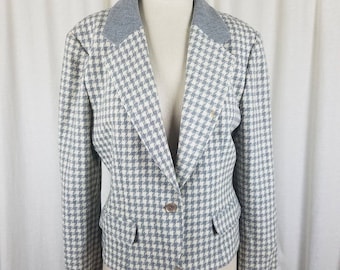Vintage Miss Pendleton Large Houndstooth Virgin Wool Blazer Jacket Womens L USA