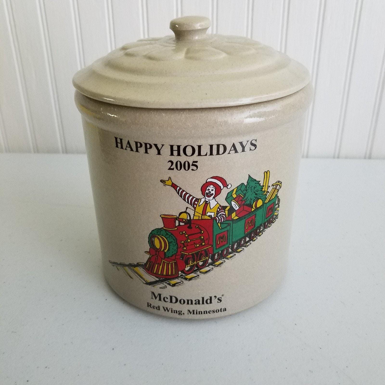 Vintage Redwing Mcdonalds Christmas 2005 Stoneware Crock Daisy Lid