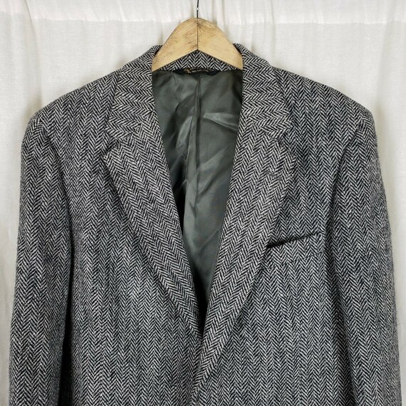 Buy Vintage HARRIS Tweed Blazer Black Herringbone Wool Sport Coat Jacket Mens Size 42 44 Business Career Professional College Professor Online in India Etsy